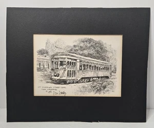 1976 artista Don Davey St. Charles Street Car NOLA lápiz boceto mate - Imagen 1 de 9
