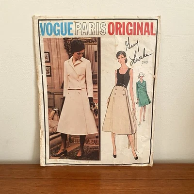 Vintage 70s VOGUE Paris GUY LAROCHE #2401 A-Line DRESS Jacket SEWING Pattern 10 - Image 1 of 4