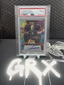 UFC 2023 CHARLES OLIVEIRA Tie-Dye /25 Panini Select Prizm Auto psa6 please read - Picture 1 of 2