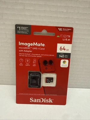 New! SanDisk 64GB ImageMate microSDXC UHS-I w/ Adapter 120MB/s Sealed! - Image 1 of 3