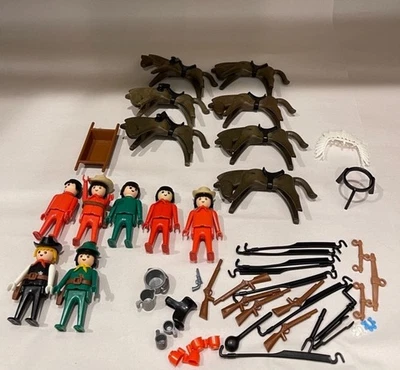 LOT Vintage Playmobil Western Cowboys Indians Native 1976 - Image 1 of 4