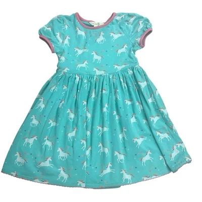 Vestido Matilda Jane Niñas Talla 4 Verde Azulado Estampado Unicornio Manga Corta Informal Girado Foto 1 de 4