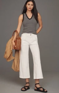 Pantalones de mezclilla PAIGE Brooklyn cortos de pierna ancha •31• tiro alto blancos $239 - Imagen 1 de 15