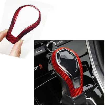 Cubierta de perilla de cambio de marchas de fibra de carbono real roja 2018+ para Infiniti QX60 Q60 QX80 Q50 Foto 1 de 3
