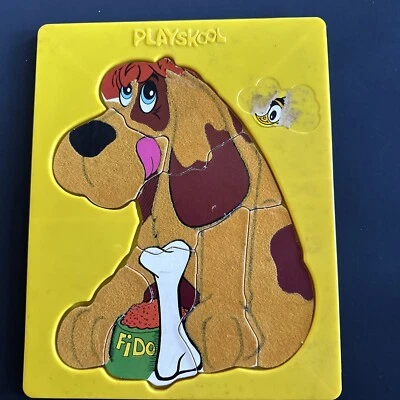 Bandeja PlaySkool quebra-cabeça infantil vintage flocado plástico e madeira  - Imagem 1 de 2