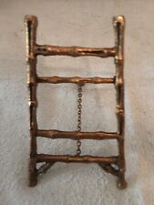 Vintage Gilded Metal Easel Picture Holder Display Artwork Stand Bamboo Small 4.5