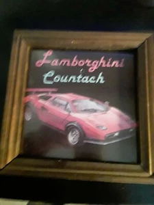 Lamborghini Countach Automobil gerahmter Druck 7"x7" - Bild 1 von 2