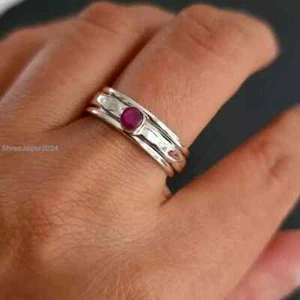 Ruby Spinner Ring 925 Sterling Silver Band Woman Handmade Jewelry rs566 - Picture 1 of 16