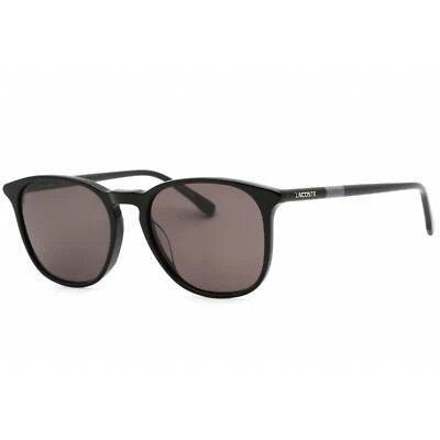 Gafas de sol unisex Lacoste lentes grises negras forma redonda marco de plástico L813S (001) Foto 1 de 2