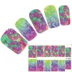 Nagel Sticker bunte Phantasie Blumen Art Nägel Fuß Water Decal - Picture 1 of 2