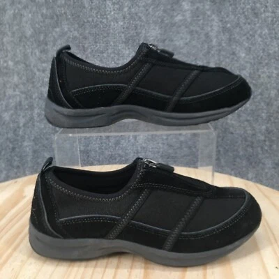 Easy Spirit Shoes Womens 6 Amore Casual Comfort Zip Loafer Flats Black Suede - Image 1 of 4