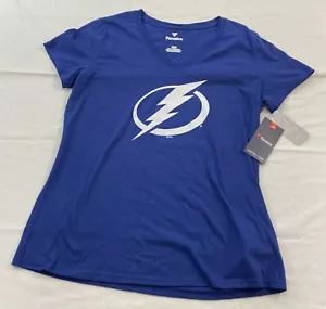 women's Tampa Bay Lightning top size large blue lightning bolt short sleeve v-ne - Picture 1 of 12