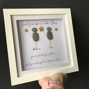 Personalised Friends are like stars photo frame, Pebble art Friendship, Friends - Picture 1 of 3