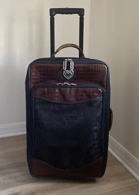 Brighton Black & Brown Croc Leather 24”x15”x9” Rolling Carry-on Suitcase Luggage - Image 1 of 4