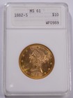 1882-S $10 Liberty Head Eagle gold coin Anacs Ms 61 Old Ana 1st Gen. Holder!