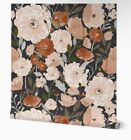 SPOONFLOWER Wallpaper PEEL AND STICK Peach Floral Wallpaper 2'X6'