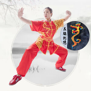 Professional Kung Fu Tai Chi Uniform Martial Arts Wushu Suit Sequins 130cm~185cm