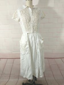 Vintage Sheer Lacy Linen Dress Sz 0