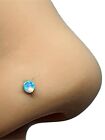 Opal Nose Stud Blue Gemstone Crystal 22g (0.6mm) 925 Silver Straight L Bendable