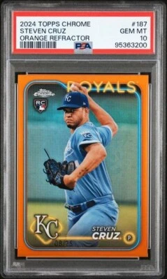 2024 Topps Chrome #187 Steven Cruz - Orange Refractor /25 RC PSA 10 - Image 1 of 2