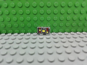 Lego 1 Bianco 1x2 Piastrelle Computer Stampato Vintage - Foto 1 di 1