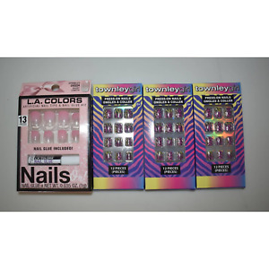 4 Pack Townley Girl and LA Colors Press On Nail & Glue 