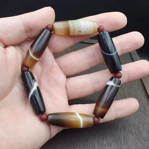 AA Lot 6 Antique Old Yemeni Agate Natural Rare pattern Banded Agate Bead BR1 - Picture 1 of 12