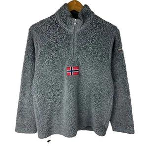 Vintage Y2K Napapijri Fleece Mens S Zip Sweater Artic Deep Pile Sherpa Outdoor - Picture 1 of 7