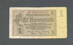 German 1937 1 Retenmark Banknote (VG) (22I11K03a) - Picture 1 of 2
