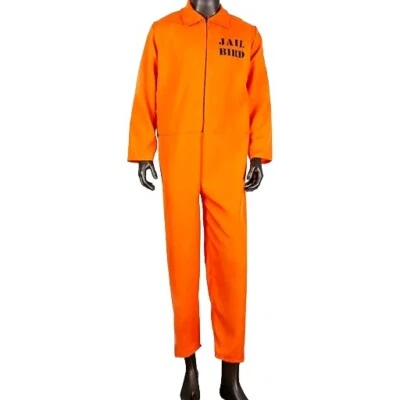 Disfraz de prisionero naranja para hombre mono convicto despedida de soltero vestido elegante fiesta Foto 1 de 3