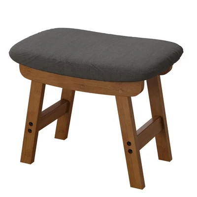 Taburetes otomanos grises, pequeño reposapiés suave otomano con patas de madera, madera para... Foto 1 de 4