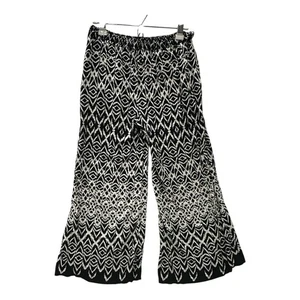 Angie Women's M Black White Geometric Print Boho Cropped Wide Leg Palazzo Pants - Picture 1 of 6