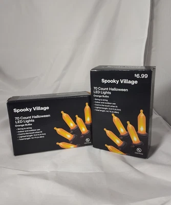 Cadena de luces LED de Halloween naranja Spooky Village 70 unidades - Nuevo en caja probado y funciona Foto 1 de 4