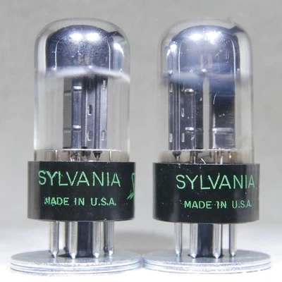 Matched Pair Sylvania 6SN7GTA Black Plate Chrome Top Strong - Image 1 of 4