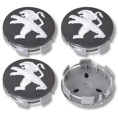 Alloy Wheel Centre Cap Hub x4 60mm Grey For Peugeot 2008 206 207 208 306 — 第 1/4 张图片