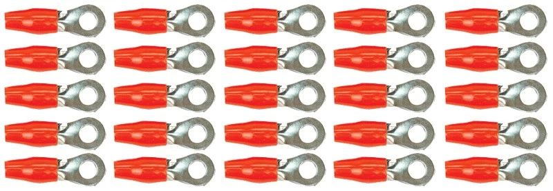 Stinger S414PRGPTBR Car Audio 4Ga Power Wire Red 1/4" Ring Terminals 25 Pack - Image 1 of 1
