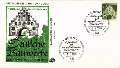 Dr Jim Stamps Germany Flensburg Schleswig 12 Centuries of German Buildings FDC - Image 1 of 2