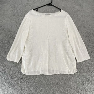 Cut Loose Shirt Womens XL White Linen Cotton Lagenlook Minimal Made in USA Top - Picture 1 of 12