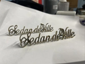 1972-84 CADILLAC "SEDAN DEVILLE" ROOF SCRIPT W/ PINS EMBLEM FRESH 24K PLATED - Bild 1 von 5