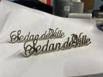 1972-84 CADILLAC "SEDAN DEVILLE" ROOF SCRIPT W/ PINS EMBLEM FRESH 24K PLATED - Image 1 of 4