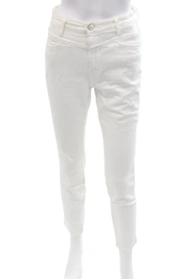 Pantalones de mezclilla cerrados para mujer recortados al tobillo tiro medio blancos talla 27 Foto 1 de 4