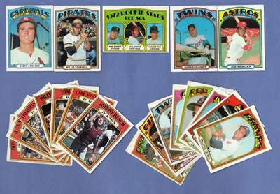 Lote de 20 tarjetas de béisbol 1972 Topps ~ estrellas/patio ~ Fisk, banco, Stargell ~ medio/superior Foto 1 de 4