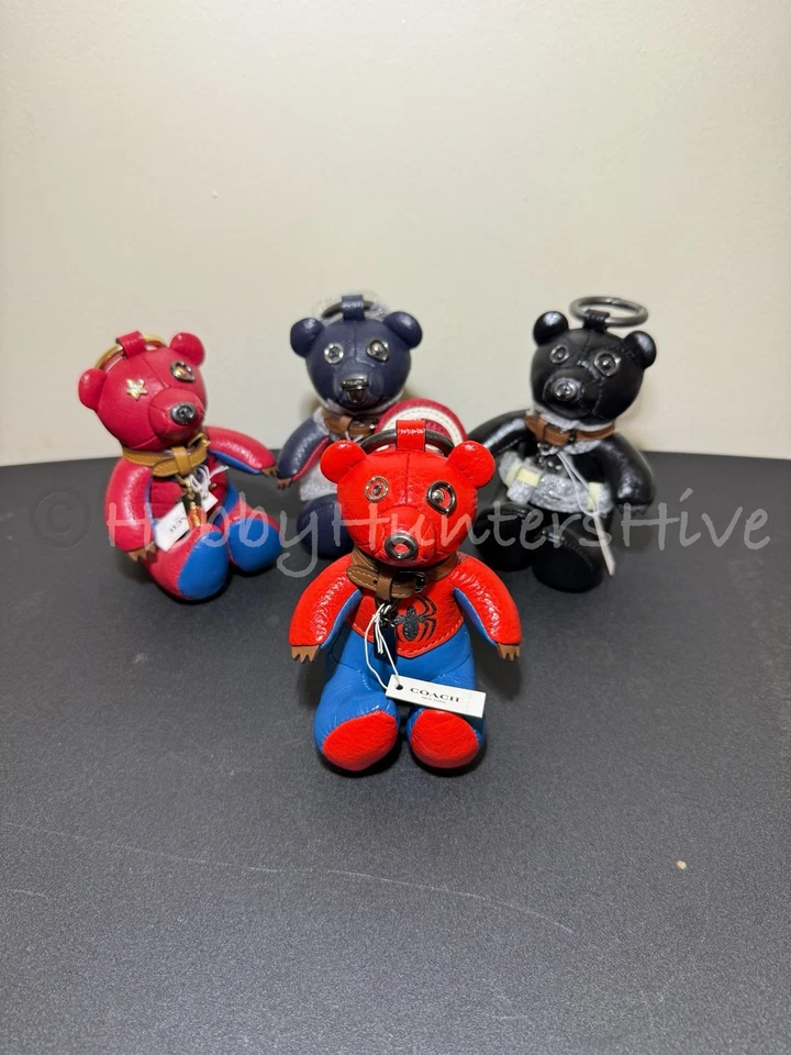Coach X Marvel Leather Spiderman Bear Purse Charm Keychain Fob - 2751