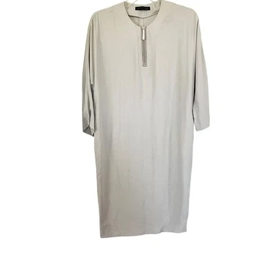 Vestido recto túnica Fabiana Filippi italiano gris neutro manga 3/4 cuarto cremallera S Foto 1 de 4