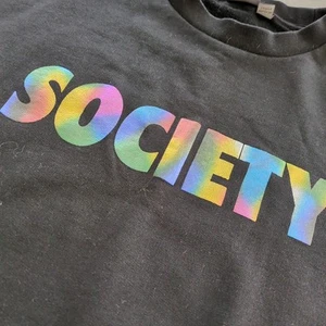 ASOS Large Mens Black Sweatshirt Society Decals On Front  - Picture 1 of 8