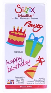 Sizzix Sizzlits Birthday Set - 4 Dies - 654472 - Brand New - Free Shipping - Picture 1 of 1