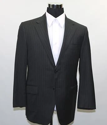 TRAJE CLÁSICO HICKEY FREEMAN Addison negro carbón con rayas talla 40 S Y6 Foto 1 de 4