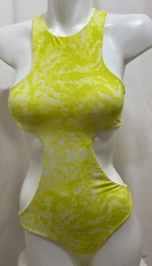 MIKOH WOMENS RARE CUT OUT OSAKA ONE PIECE SWIMSUIT YELLOW / GREEN SMALL NEW $250 - Picture 1 of 6