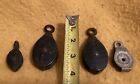 4 Vintage Small Rope Pulleys-pair cast iron+1 small cast iron, 1 light weight