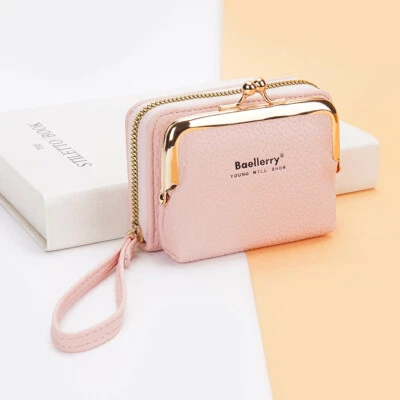 Porta-cartão de crédito feminino couro carteira pequena bolsa moeda zíper pulseira embreagem - Imagem 1 de 4